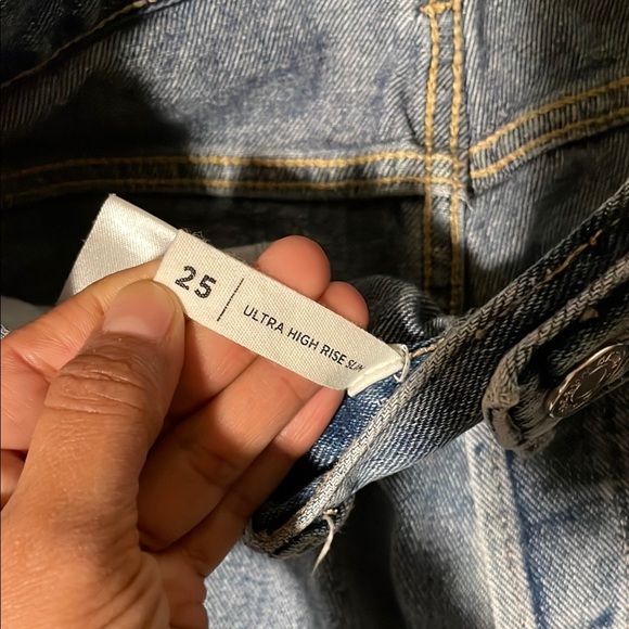 PacSun Women's High Rise Distressed Blue Jeans - Picture 6 of 6